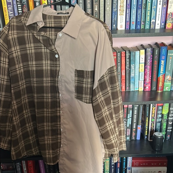 SHEIN Tops - Two-Tone Brown Plaid Woman’s Shirt
